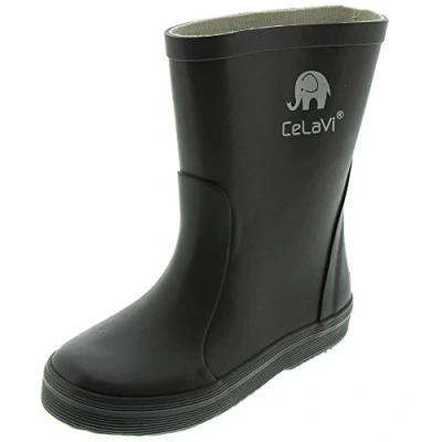 Abbildung von Celavi Kinder Unisex Wasserdichte Gummistiefel, 100% Naturkautschuk Regenstiefel, Größe: 19, Farbe: Grau, 1147