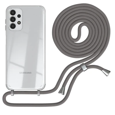 Abbildung von EAZY CASE Handykette kompatibel mit Samsung Galaxy A13 (4G / 5G) Handyhülle Umhängeband Handykordel Schutzhülle Silikonhülle Hülle Band Stylische Kette für Smartphone Anthrazit