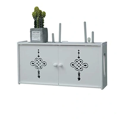 Abbildung von MNBVH Wand Router Aufbewahrungsbox Weiß WLAN Box Regal TV Kabel Verstecken Cable Organizer WiFi Storage C