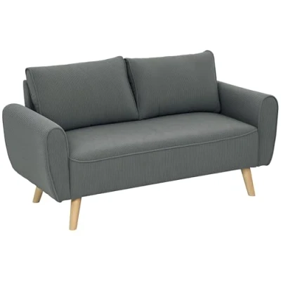 Abbildung von HOMCOM 2 Sitzer mit Kissen, 54cm extra tiefen Sitzen, Holzrahmen, aus Cord, Doppelsofa 1 Teile, für Wohnzimmer Schlafzimmer Büro, 145 x 75 78 cm, Dunkelgrau