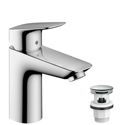 Abbildung von hansgrohe Waschtischarmatur &quot;Logis&quot;, 10cm, mit Push Open Ablaufgarnitur, chrom