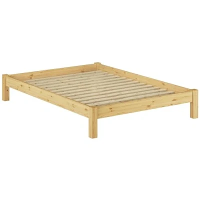 Abbildung von Erst Holz® Doppelbett Massivholzbett Kiefer Natur 140x200 Futonbett Jugendbett Einzelbett Rollrost 60.35 14