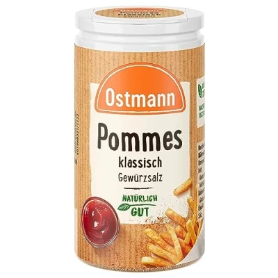 Abbildung von Ostmann Gewürze Pommes Gewürzsalz Für würzig pikante und weitere Kartoffelgerichte Recyclebare, nachfüllbare Streudose 70 g im Streuer