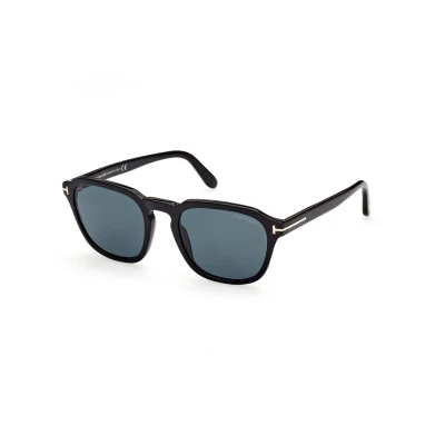 Abbildung von TOM FORD Herren FT0931 AVERY 01V Gläser SONNENBRILLEN Acetat Schwarz Blau Rund Normal