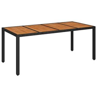 Abbildung von vidaXL Gartentisch mit Holzplatte Terrassentisch Tisch Esstisch Balkontisch Partytisch Gartenmöbel Garten Schwarz 190x90x75cm Poly Rattan