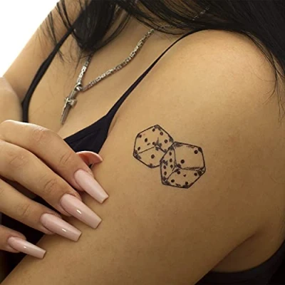 Abbildung von 5 x Würfel Tattoo Motiv in schwarz Temporary Body (5)