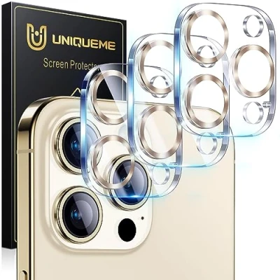 Abbildung von UniqueMe [3 Stück Kamera Schutz für iPhone 15 Pro/iPhone Pro Max Kameraschutz [Kratzfest, Stabil] Militärstandard Klar 9H Härte Max/15 Titan Natur