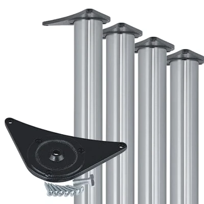 Abbildung von Gedotec Möbelfüße 4X Edelstahl Optik Ø 60 mm Tischfüße Höhenverstellbar Höhe 710 + 30 inkl. Befestigungsmaterial Tischbeine Metall Sockelfüße Bodenschoner aus Kunststoff für Möbel