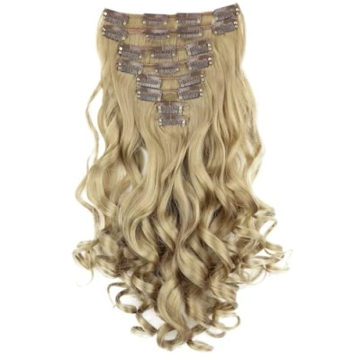 Abbildung von CAISHA XXL 35cm 8 Teile Set CLIP IN EXTENSIONS Haarverlängerung Haarteil Voluminös Gewellt Hellblond CES210 1