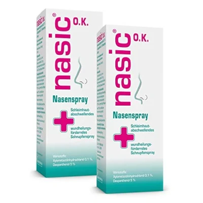 Abbildung von nasic O.K. Nasenspray mit dem Wirkplus Abschwellendes Schnupfenspray ohne Konservierungsstoffe für Erwachsene &amp; Schulkinder Xylometazolin Dexpanthenol 2 x 10 ml