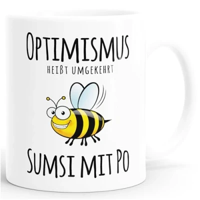 Abbildung von MoonWorks Tasse Kaffee Spruch Optimismus heisst umgekehrt Sumsi mit Po Bürotasse Motiv Biene MoonWorks®, Keramik