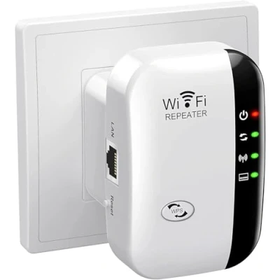 Abbildung von WiFi Extender Booster, WLAN Repeater Verstärker bis zu 5000sq.ft mit Repeater/AP Modus, Long Range Amplifier Ethernet Port Allen Geräten, 1 Key Setup, Access Point