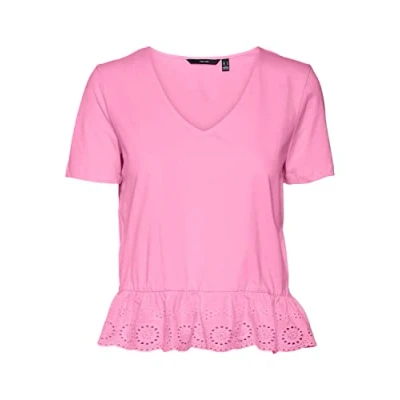 Abbildung von Vero Moda Women&#039;s VMEMILY SS Peplum V Neck JRS Top, Bonbon, M