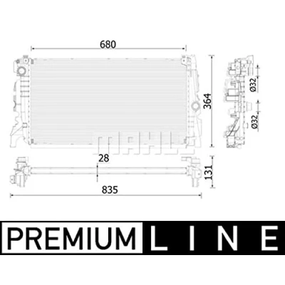 Abbildung von MAHLE ORIGINAL CR 2323 000P Kühler, Motorkühlung 680 364 28 Kühlrippen gelötet BMW: 2 Active Tourer