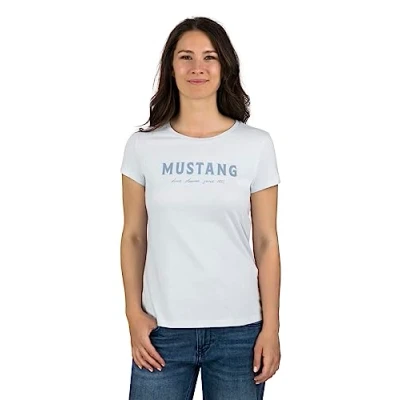 Abbildung von Mustang Tshirt print hellblau, Damen, Größe: Large, Hellblau