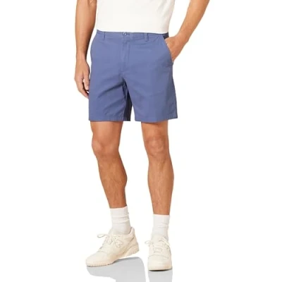 Abbildung von Amazon Essentials Herren 18 cm Lange Stretch Chinohose mit schmaler Passform, Dunkelblau, 42W