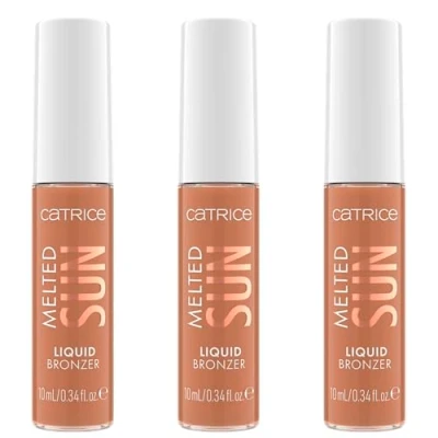 Abbildung von Catrice Melted Sun Liquid Bronzer, Nr. 015, Braun, langanhaltend, definierend, hochpigmentiert, natürlich, matt, vegan, ölfrei, ohne Parfüm, Alkohol, 3er Pack (3x10ml)