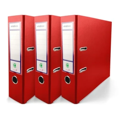 Abbildung von Netuno 3x Akten Ordner Rot DIN a4 Ekobox 2 Ring Mechanik Ringorder 8cm Kunststoff breit Büroordner Plastikordner Briefordner Ringmappe breiter Aktenordner PP farbig