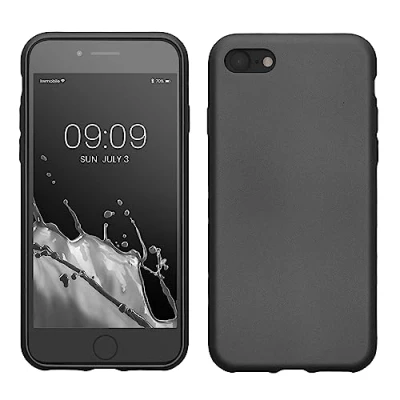 Abbildung von kwmobile Case kompatibel mit Apple iPhone SE (2022) / (2020) 8 7 Hülle Schutzhülle aus Silikon metallisch schimmernd Handyhülle Metallic Grau