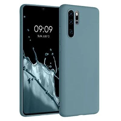 Abbildung von kwmobile Hülle kompatibel mit Huawei P30 Pro weiches TPU Silikon Case Cover geeignet für kabelloses Laden Arctic Night