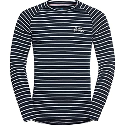 Abbildung von odlo Herren Funktionsunterwäsche Langarm Shirt mit Streifen Print ACTIVE WARM ORIGINALS ECO, dark sapphire silver grey, XXL