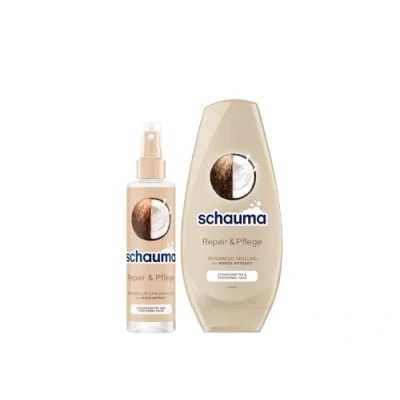 Abbildung von Schauma Sprühpflege Repair &amp; Pflege (200 ml) Hitzeschutz für regeneriertes Haar Schwarzkopf Spülung (250 mit Kokos Extrakt pflegt trockenes