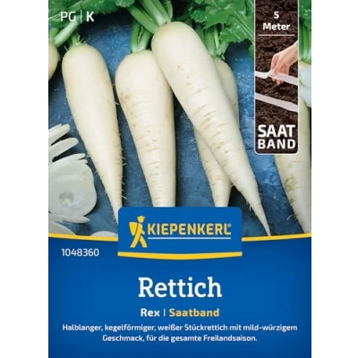 Abbildung von Kiepenkerl Rettichsamen Rex 1048360 Mild würziger Geschmack Frühanbau Inhalt für 5 lfd. Meter Gemüsesamen, Samen Gemüse, Saatband, Gemüse Pflanzen