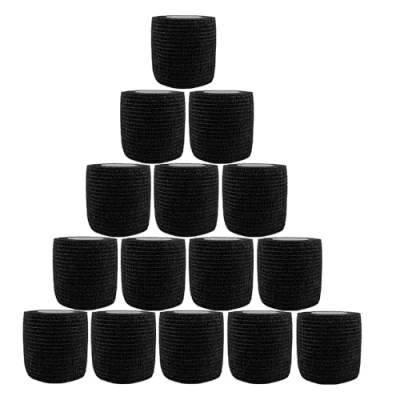 Abbildung von 15 Rollen Selbstklebender Verband,5cm x 4,5m Schwarz Haftbandage Selbstklebend, Elastischer Fixierbinde Kohäsive Bandage für Sport, Binde Vet Wrap Pet Katze,Hund,Pferd