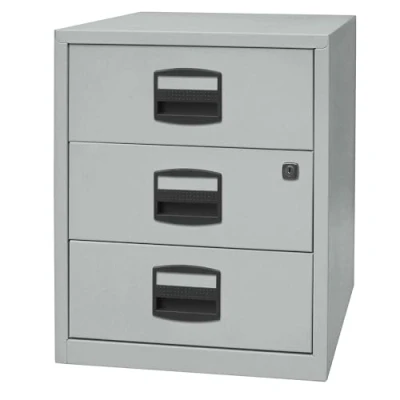 Abbildung von Bisley Home mobiler Beistellschrank PFA, 3 Universalschubladen, Metall, 355 Silber, 40 x 41.3 52.8 cm