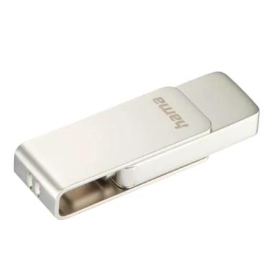 Abbildung von Hama USB Stick, 64GB, C 3.1 (Speicherstick, Stick 3.1, Datenspeicher, klein, ultra schnell, 70MB/s, Drehmechanismus, nutzbar als Schlüsselanhänger, Metall) silber