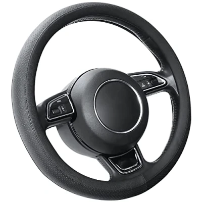 Abbildung von SEG Direct Lenkradbezug Auto Lenkradhülle Lenkrad Abdeckung aus Mikrofaser Leder für Prius Civic 35.5 36 cm Schwarz
