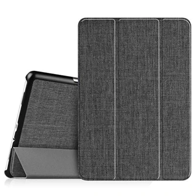 Abbildung von Fintie Hülle für Samsung Galaxy Tab A 9.7 Zoll T550N / T555N Tablet PC Ultra Schlank Superleicht Ständer SlimShell Cover Schutzhülle Etui mit Auto Schlaf/Wach Funktion, Stoff dunkelgrau