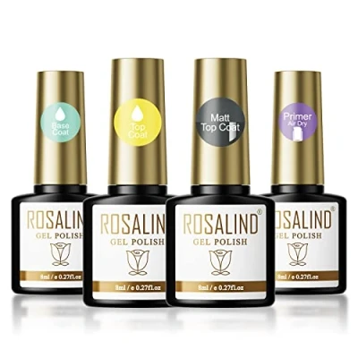 Abbildung von ROSALIND Top Coat Gel Uv Shellac Base Und Nail Primer Set Matt FüR Gelnägel Nägel Nagelkunstdesign 8ml