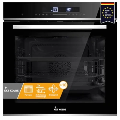 Abbildung von KKT KOLBE Einbaubackofen Backofen Elektroherd EB8019EDP, mit 2 fach Teleskopauszug, DampfClean, Pyrolyse, 60cm / Einbauherd Kochmulde Grill Heißluft