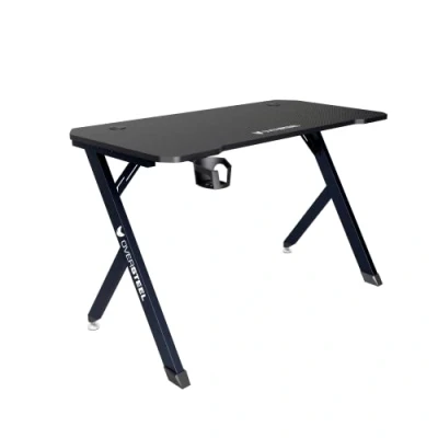 Abbildung von Oversteel Vitallium Gaming Tisch 120x60x75 cm, Kohlefaserplatte, ergonomisch, Tassen und Headset Halter, Computertisch, Schwarz
