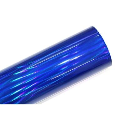 Abbildung von Finest Folia Laser Hologramm Chrom Auto Car Wrapping Folie mit Luftkanälen Holographic Selbstklebend Blasenfrei (Blau, Muster 10x10cm)