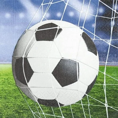 Abbildung von 20 Servietten Fussball im Netz Kinder Kindergeburtstag Junge WM EM Tischdeko Decoupage Serviettentechnik 33x33cm