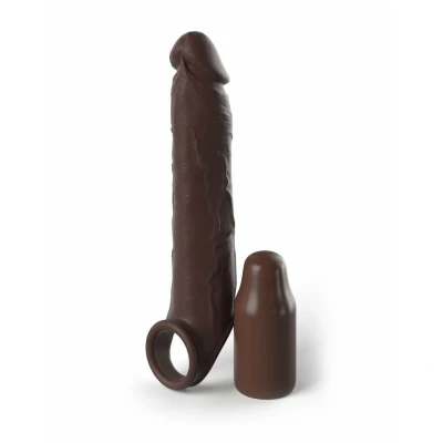 Abbildung von Penishülle „3“ Silicone X tension with Strap“ mit Hodenring