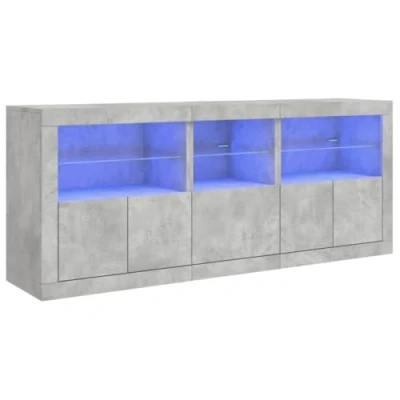 Abbildung von vidaXL Sideboard, Kommode mit viel Stauraum, Highboard Schrank LED Leuchten, Anrichte Beistellschrank Standschrank, Modern, Betongrau