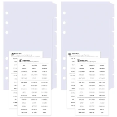Abbildung von DY.2ten weiß Ordner Trennblätter A6 6 Loch 12 Blätter / 2 Sets, Kunststoff Register Index ​Teiler für Ringbuch,Notizbuch,Planer(17cm x 9.4cm)