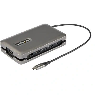 Abbildung von StarTech.com USB C Multiport Adapter 4K 60Hz HDMI 2.0 Dockingstation Reiseadapter 2 Port 10Gbit s Hub 100W Power Delivery stromversorgung SD MicroSD 25 cm Kabel (DKT31CSDHPD3) Grey
