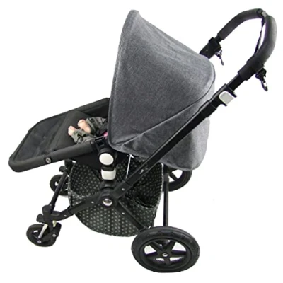 Abbildung von BAMBINIWELT Zubehör kompatibel mit BUGABOO Cameleon Sonnenverdeck Gurtpolster Lenkertasche für Kinderwagen Buggy (Sonnenverdeck meliert dunkelgrau)