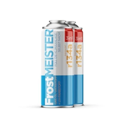 Abbildung von FrostMEISTER 3in1 Auto Klimaanlage Nachfüllset, 2X 400 ml Schnelles &amp; einfaches Kältemittel/Öl/Dichtmittel System (R134a 19952016)