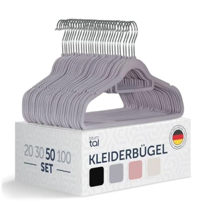 Abbildung von Blumtal Kleiderbügel Rutschfest Samtoptik Platzsparend, (50 tlg), Premium inkl. Krawattenhalter, 360 drehbar, Anti Rutsch Bügel