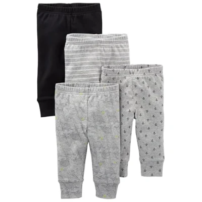 Abbildung von Simple Joys by Carter&#039;s Unisex Baby Hose Baumwolle, 4er Pack, Grau/Schwarz Bananen/Weiß, 0 3 Monate