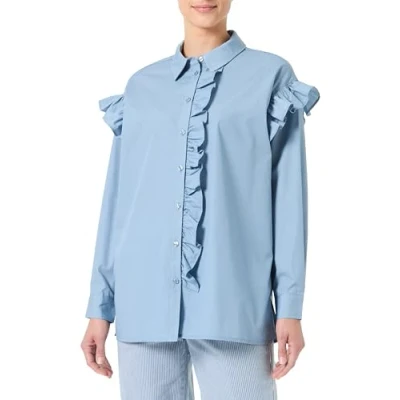 Abbildung von Pieces HEMD Pcflo Hemdbluse, Damen, Größe: XS, Faded denim