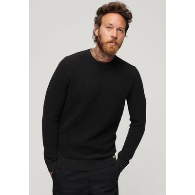Abbildung von Superdry Textured CREW Strickpullover, Herren, Größe: Medium, Raven black heather