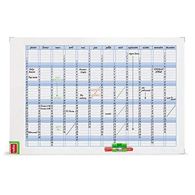 Abbildung von Nobo Performance 3048001 Planungstafel (Jahresplanungsraster, magnetisch/beschreibbar, 900 x 600 mm)