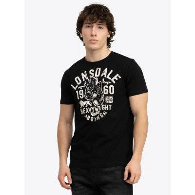 Abbildung von Lonsdale Normale Passform Minver Tshirt print, Herren, Größe: 3XL, Black ecru