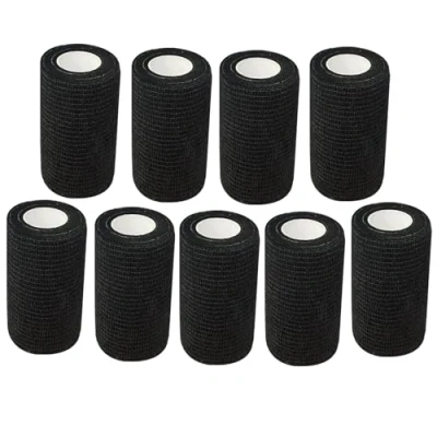 Abbildung von ANAMPION Selbstklebender Verband 9Rollen, 7.5cmx4.5m Non Woven Selbsthaftende Bandage für Mensch und Tier, Flexibel Elastische Binde Sport,Haustiere (Schwarz)